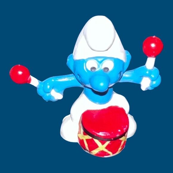 Vintage 1966 MUSICAL Smurf Drummer, Singer & Mandolin, Peyo Schleich Figures B2 - Picture 6 of 6
